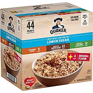 Quaker 有机速食低糖燕麦 4种口味混装 44包装