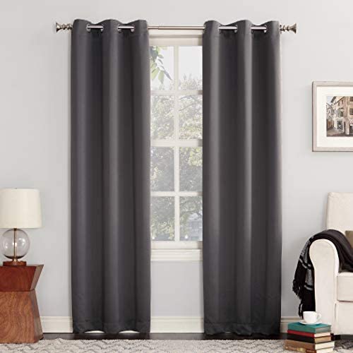 Sun Zero Easton Blackout Energy Efficient Grommet Curtain Panel, 40x95, Charcoal : 单片窗帘