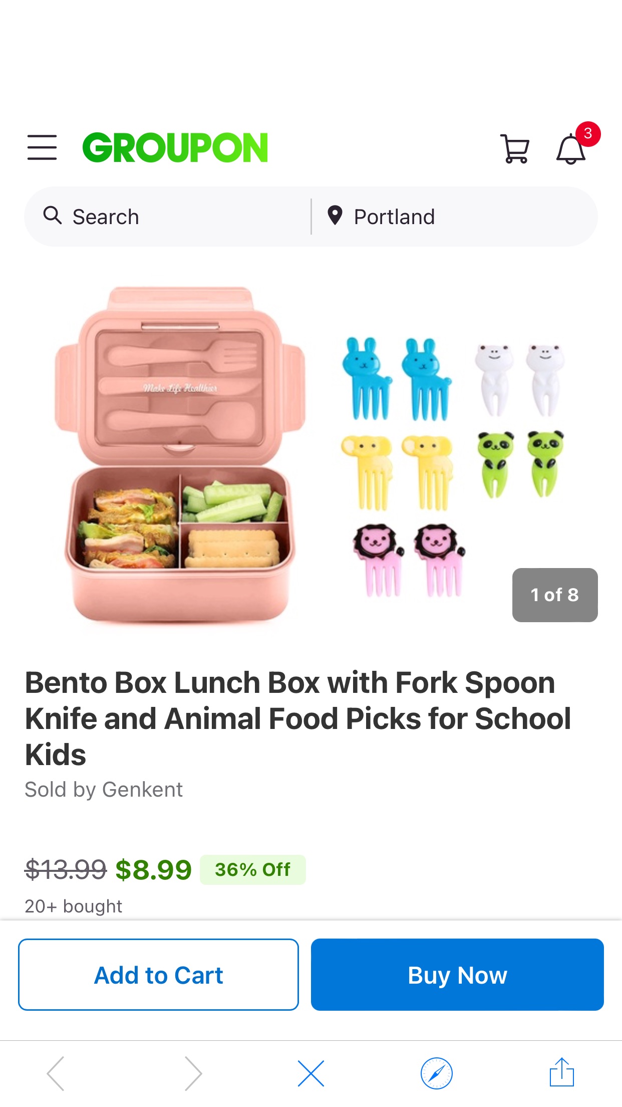 Up To 36% Off on Bento Box Lunch Box with Fork... | Groupon Goods