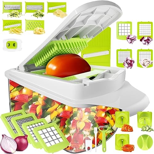 Vegetable Chopper and Slicer Dicer for Kitchen 23 PCS Veggie Slicer and Chopper Vegetable Cutter Cooking Accessories Gadget Stuff Salad Maker Dicing Machine Potato Fruit Chopper with Container : Amazo