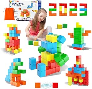 Amazon.com: Magnetic Blocks for Toddler Toys, STEM Preschool Learning Sensory Montessori Outdoor Travel