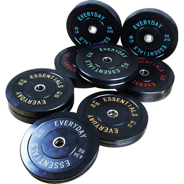 BalanceFrom Olympic Bumper Plate Weight Plate with Steel Hub, Black, 260 lbs Set