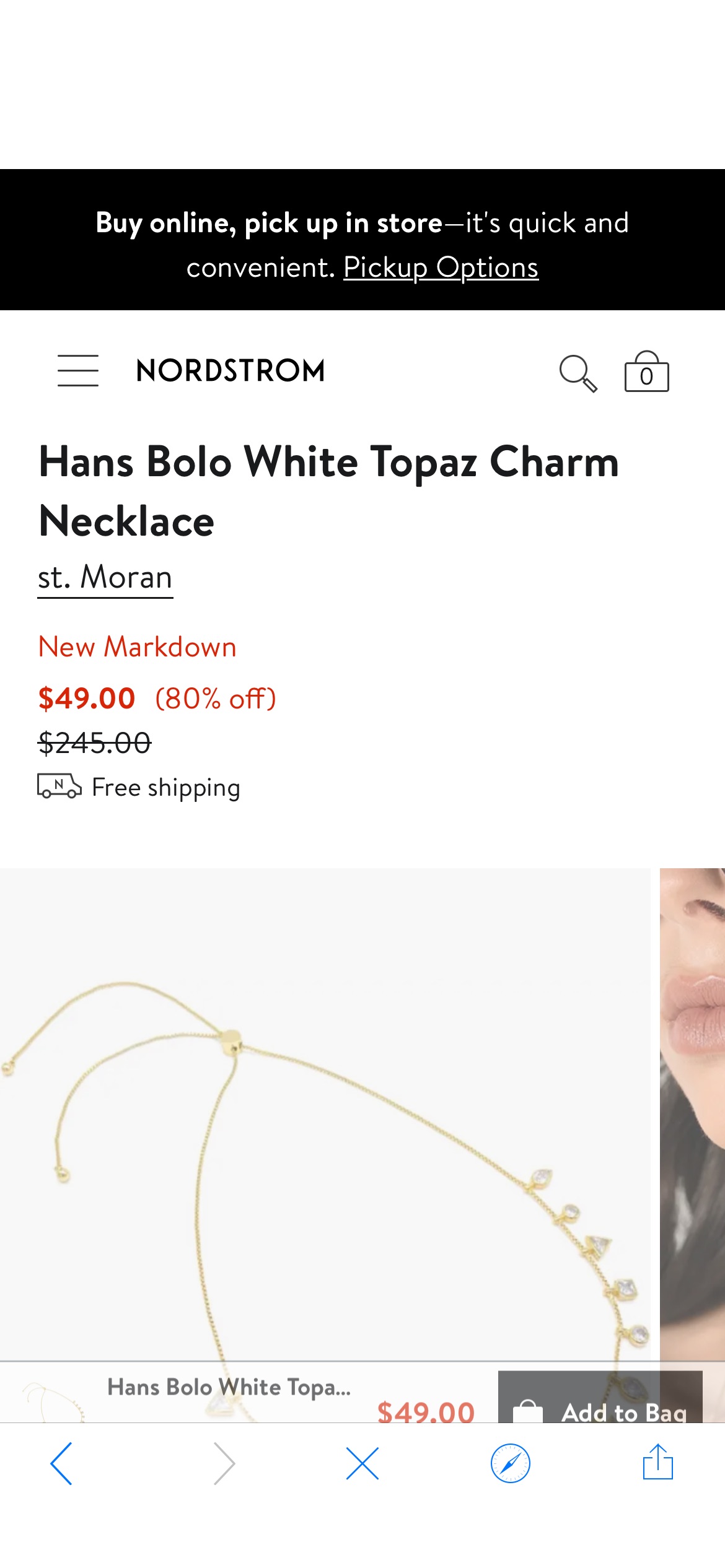 st. Moran Hans Bolo White Topaz Charm Necklace | Nordstrom