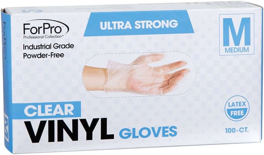 Amazon.com: ForPro Disposable Vinyl Gloves, Clear, Industrial Grade, Powder-Free, Latex-Free, Non-Sterile, Food Safe, 2.75 Mil. Palm, 3.9 Mil. Fingers, Medium, 100-Count : Everything Else