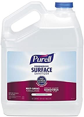 Foodservice Surface Sanitizer, Fragrance free , 1 gal Bottle