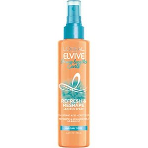 L'Oreal Paris Elvive Dream Lengths Curls Refresh and Reshape leave-in spray, Paraben-Free with Hyaluronic Acid and Castor Oil. Best for wavy hair to coily hair, 4.4 fl oz