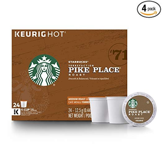 Starbucks Pike Place Roast Medium Roast Single Cup Coffee (96 total K-Cup pods)