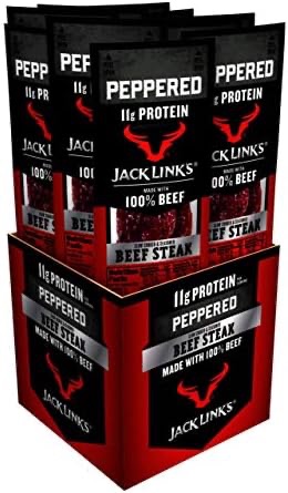 Amazon.com: Jack Link 优质胡椒牛排，12 块，1 盎司条状 - 优质蛋白质零食，每份含 11 克蛋白质和 1 克碳水化合物：