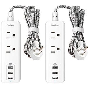 One Beat Power Strip with 2 Outlets and 3 USB Ports 2Packs