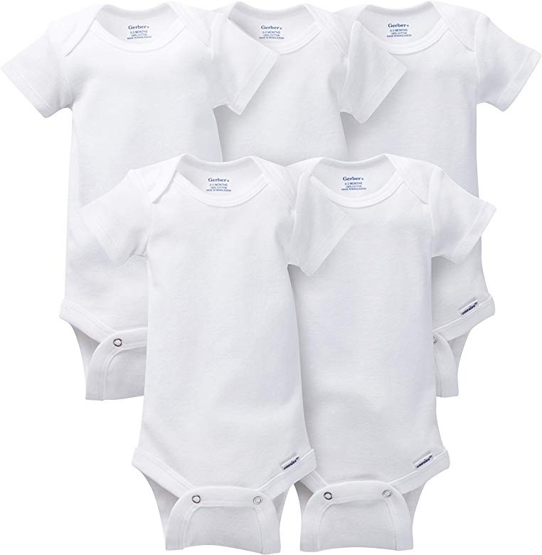 特价：GERBER Baby5件白色Bodysuits3-9个月