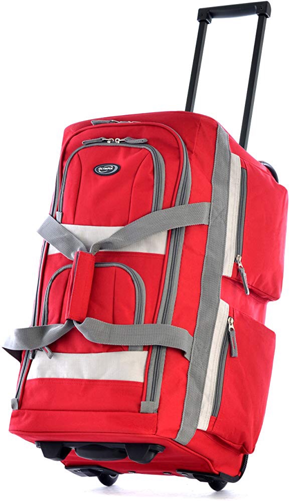 Amazon.com | Olympia 8 Pocket Rolling Duffel Bag, Red | Travel Duffels 行李包