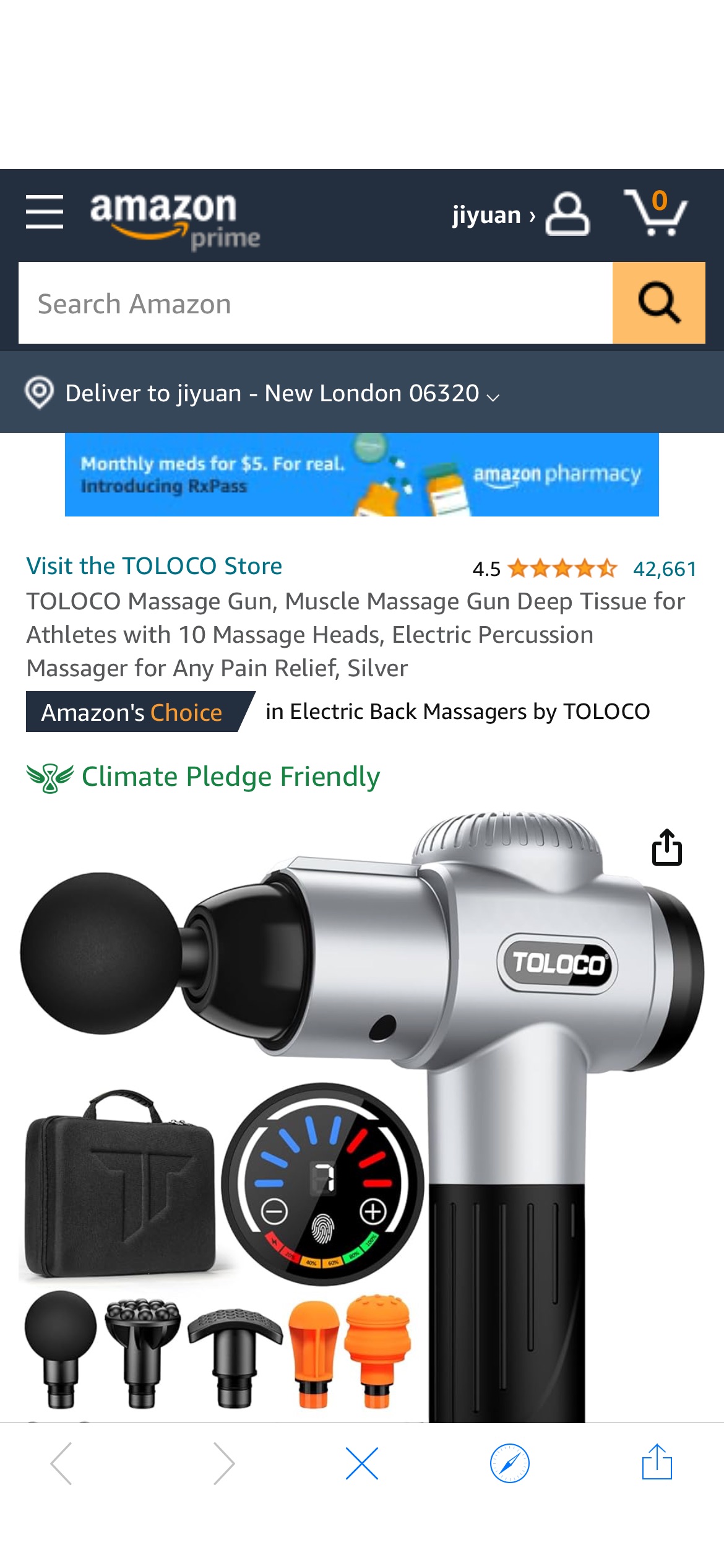 Amazon.com: TOLOCO Massage Gun, Muscle Massage Gun Deep Tissue for Athletes with 10 Massage Heads, Electric Percussion Massager for Any Pain Relief, Silver : Health & Household