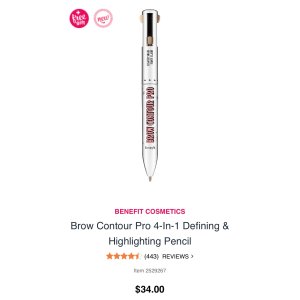$34(新品上架) 新品:Benefit Cosmetics 四合一自动眉笔