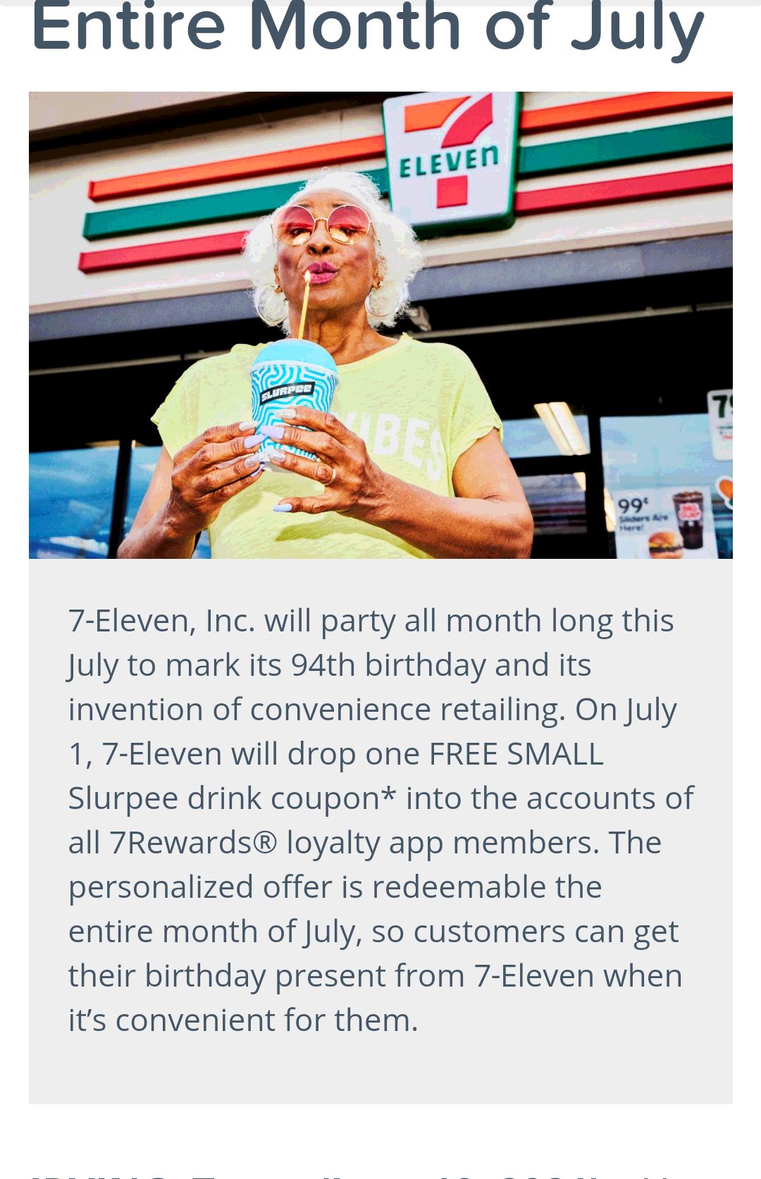 7-11 7月免费领小杯Slurpee，7月任何一天可领免费小杯Slurpee