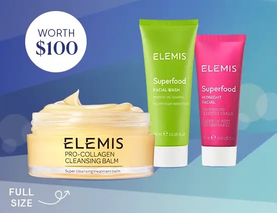 ELemis买满100送三件套，包括正装卸妆膏