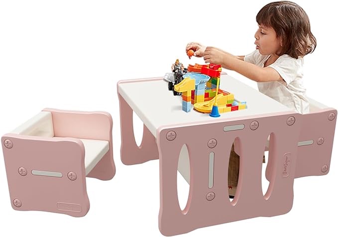 BanaSuper Kid's Table and 2 Chairs Set Plastic Activity Table for Toddlers Children Desk Ideal for Arts & Crafts Snack Time Homeschooling Homework Gift for Boy & Girl (Pink with 2 Chairs Set) : Amazon