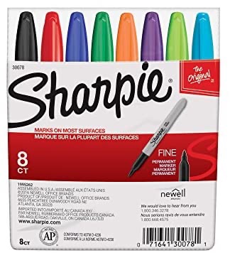 Amazon.com : Sharpie 30078 Permanent Markers, Fine Point, Classic Colors, 8 Count : Office Products记号笔套装