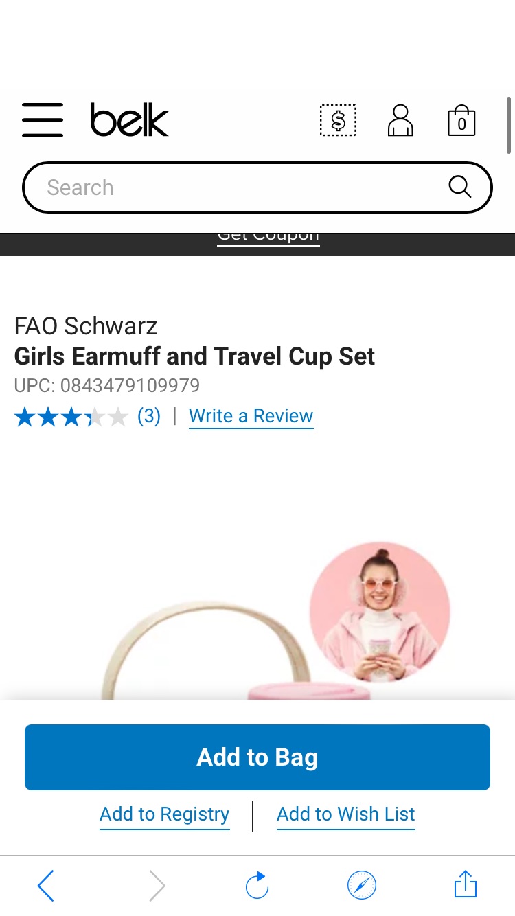 FAO Schwarz Girls Earmuff and Travel Cup Set | belk杯子