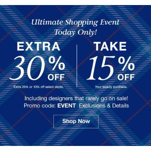 $171 Macy s 百货ULTIMATE SHOPPING EVENT 美妆八五折,小棕瓶,小紫瓶,线雕精华折扣好入。
