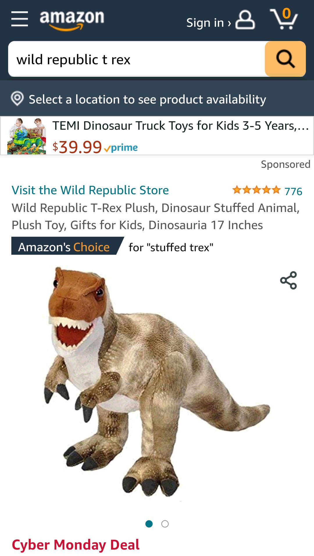 Wild Republic T-Rex Plush, Dinosaur Stuffed Animal, Plush Toy, Gifts for Kids, Dinosauria 17 Inches : Toys & Games