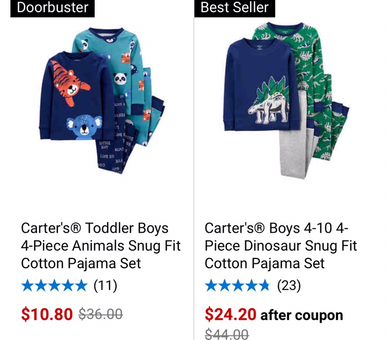 "Carters pajamas" | belk 全棉男童女童睡衣好折扣 史低四件套长袖睡衣 低至$10.8