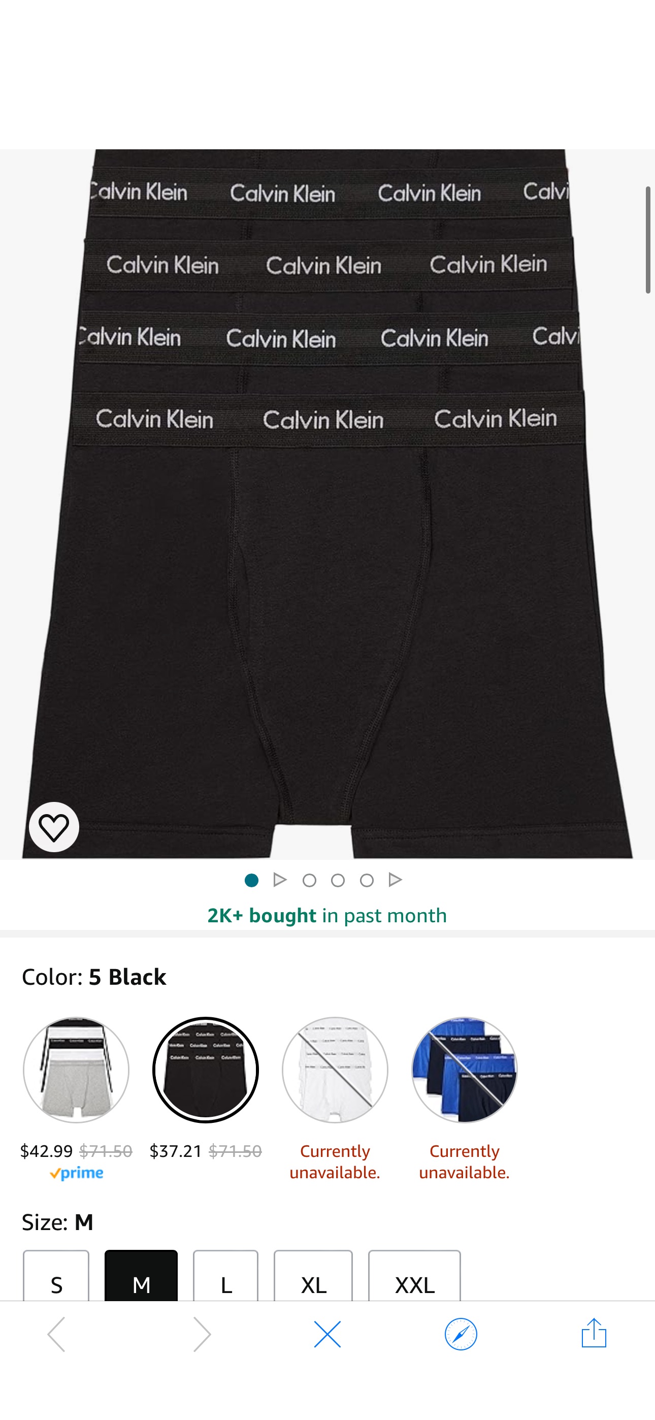 Calvin Klein Men's Cotton Stretch 5-Pack Boxer Brief, 5 Black, M at Amazon Men’s Clothing store