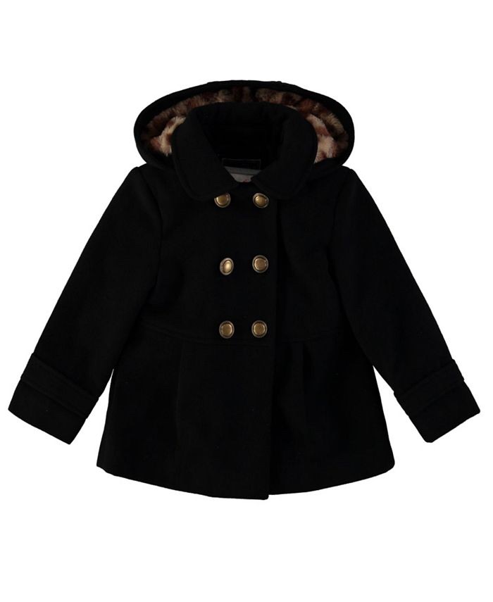 S Rothschild & CO Big Girls Double Breasted Coat with Leopard Lined Hood - Macy's