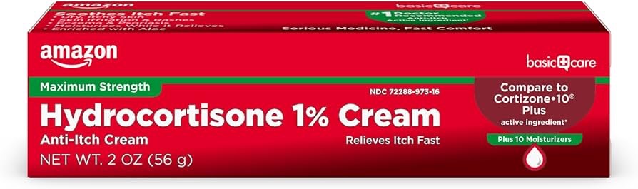 Amazon.com: Amazon Basic Care Maximum Strength Hydrocortisone 1 Percent Anti-Itch Cream Plus 10 Moisturizers 止痒膏