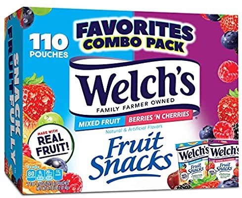 Welch's Fruit Snacks, Mixed Fruit & Berries 'n Cherries Bulk Variety Pack of 110