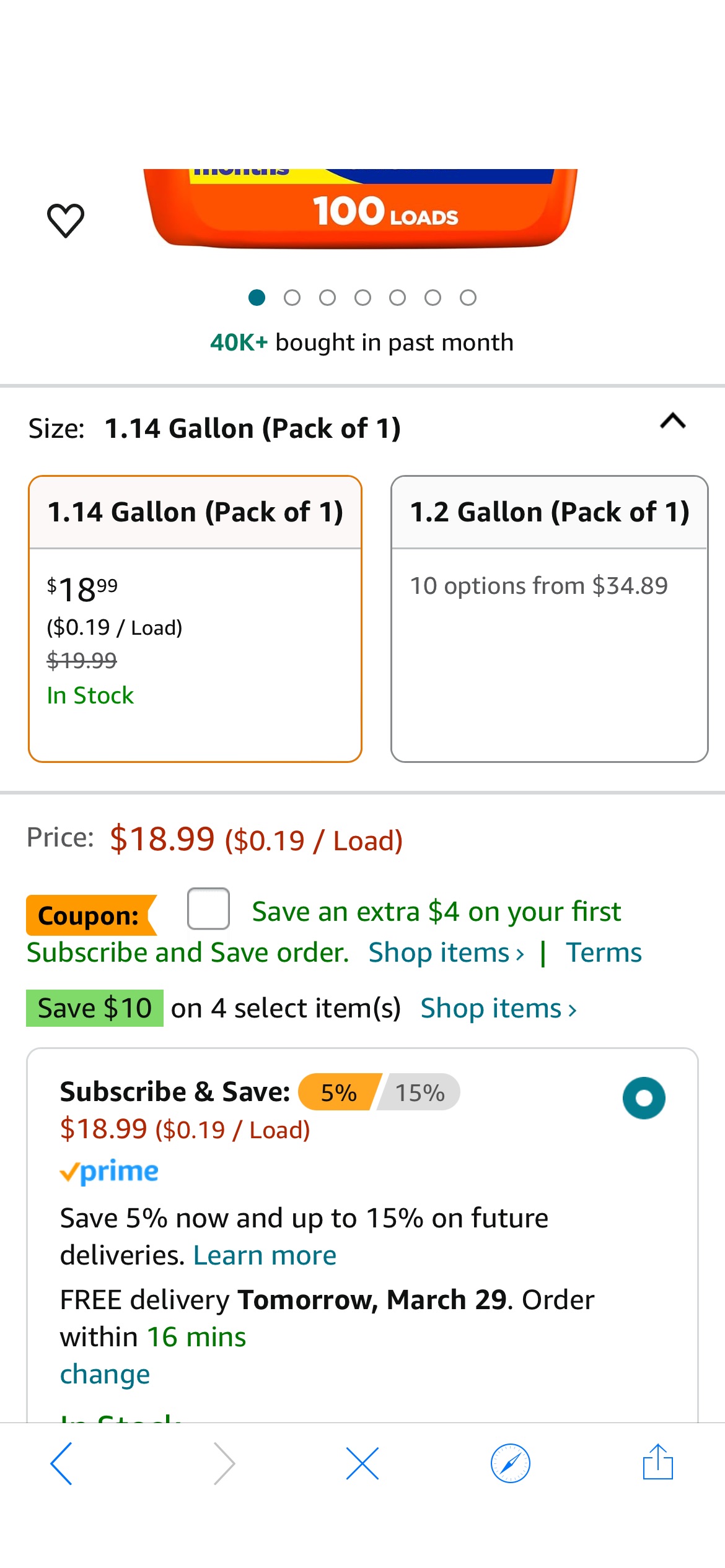 Amazon.com: Tide Liquid Laundry Detergent, Original Scent, HE Compatible, 100 Loads, 132 fl oz : Health & Household