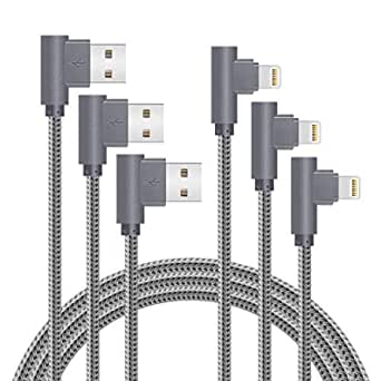 Amazon.com: MFi Certified 10FT Lightning Cable iPhone Charger Cord 90 Degree Fast Data Cable Nylon 充电线