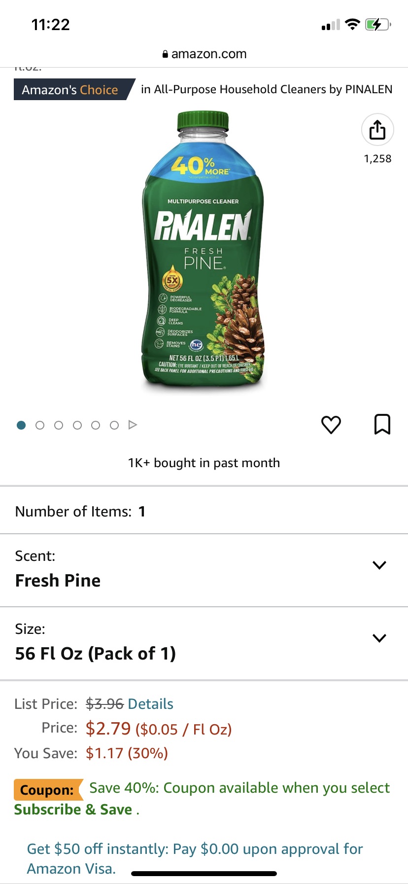 Amazon.com: PINALEN Original Fresh Pine Multipurpose Cleaner, Kitchen, Floor, Bathroom and Surface Cleaning Product for Home, 56 fl.oz. : 家用多用途清洁剂 续订
