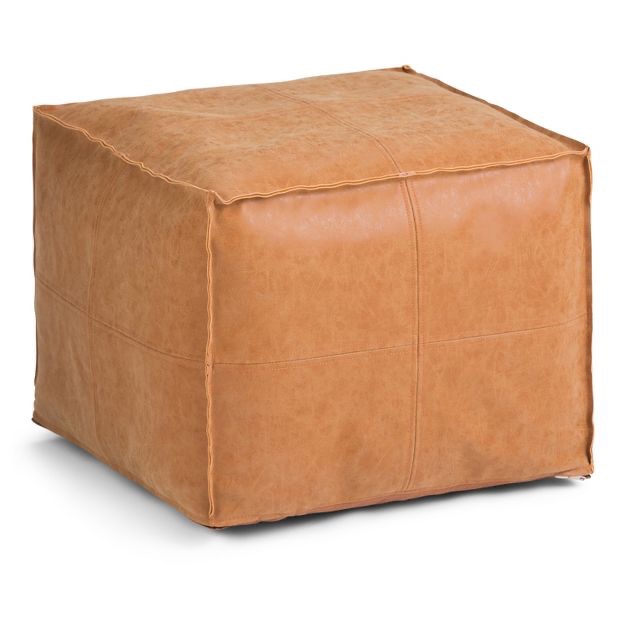 Wendal Square Pouf Distressed Brown - Wyndenhall 坐垫凳