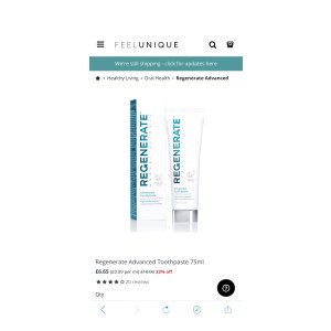 $7.98 牙膏Regenerate Advanced Toothpaste 75ml