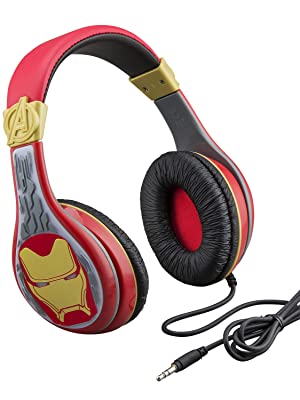 eKids Avengers Endgame儿童耳机，可调节头带，立体声，3.5Mm插孔，儿童有线耳机，无缠结，音量控制，用于学校家庭的儿童头戴式耳机，旅行