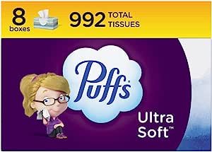 Ultra Soft Non-Lotion Facial Tissue, 8 Family Boxes, 124 Facial Tissues per Box