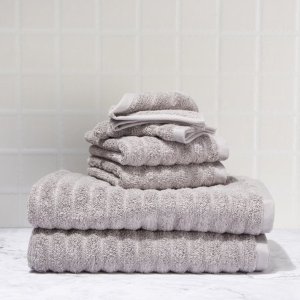 Mainstays Textured Performance Cotton Bath Set - 6 Piece Set