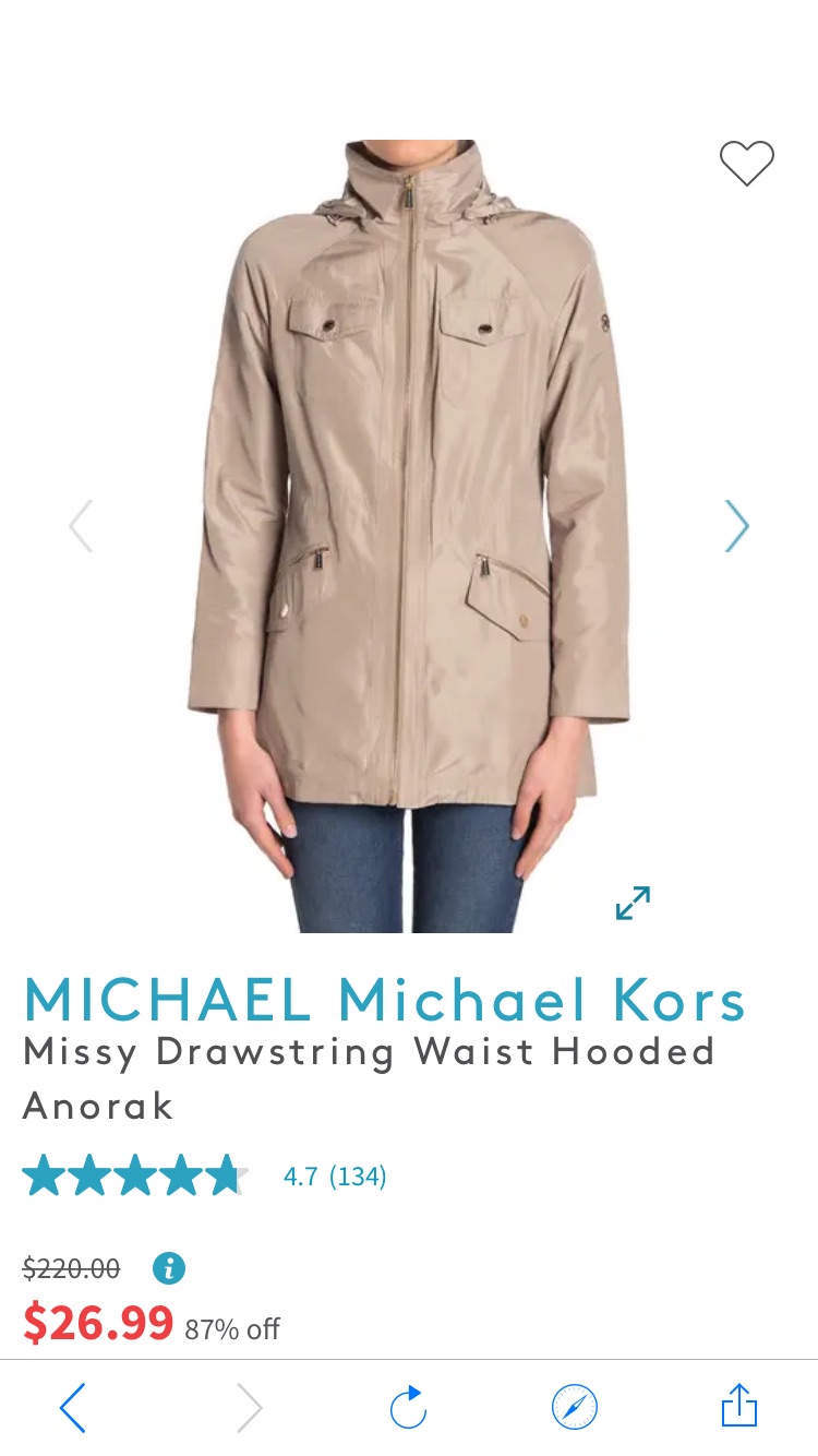 MICHAEL Michael Kors | Missy Drawstring Waist Hooded Anorak | Nordstrom Rack 外套，雨衣