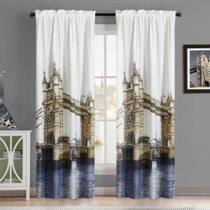 Mainstays Tower Bridge - London Photoreal, Curtain Panel, Set of 2