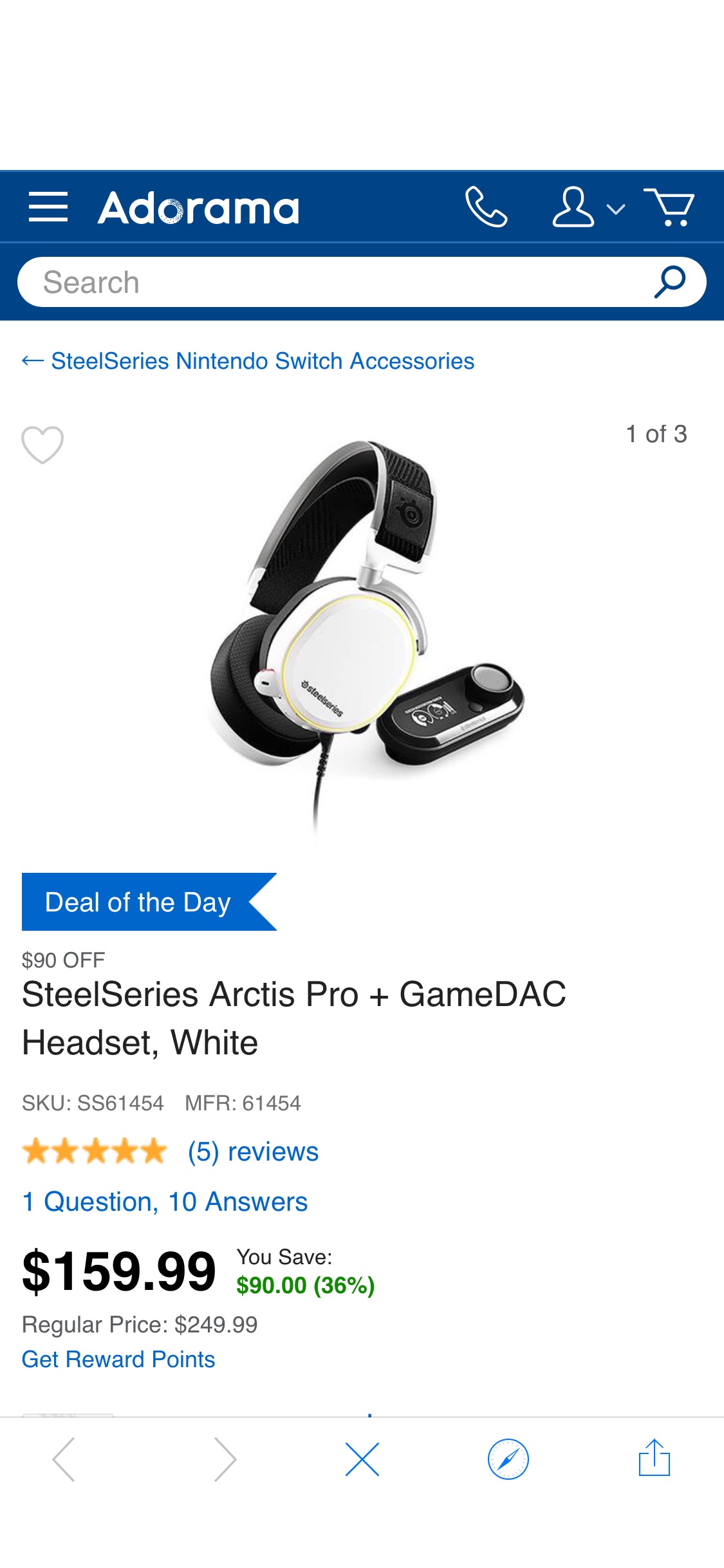 SteelSeries Arctis Pro + GameDAC Headset, White 耳机61454 - Adorama