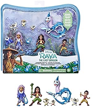 Amazon.com: 迪斯尼的 Raya 和最后的龙 Kumandra 故事集，7 个玩偶和玩偶配件，Raya、Sisu Human、Ongis、Boun 和 Sisu (原价：$24.99) 40%off