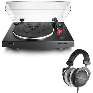 Audio-Technica AT-LP3BK Fully Automatic Belt-Drive Turntable Bundle with DT 770-PRO Headphones