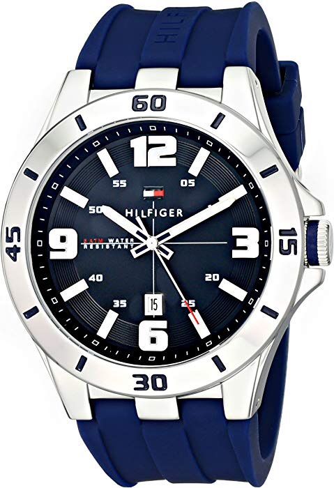 Tommy Hilfiger 男士手表 Men's 1791062 Stainless Steel Watch with Blue Silicone Band