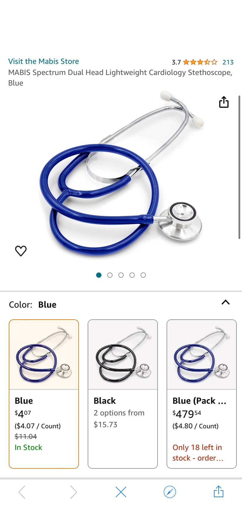 Amazon.com: MABIS Spectrum Dual Head Lightweight Cardiology Stethoscope, Blue : Industrial & Scientific