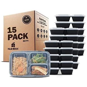 Nutribox 3 compartment Plastic Food storage Containers with lids