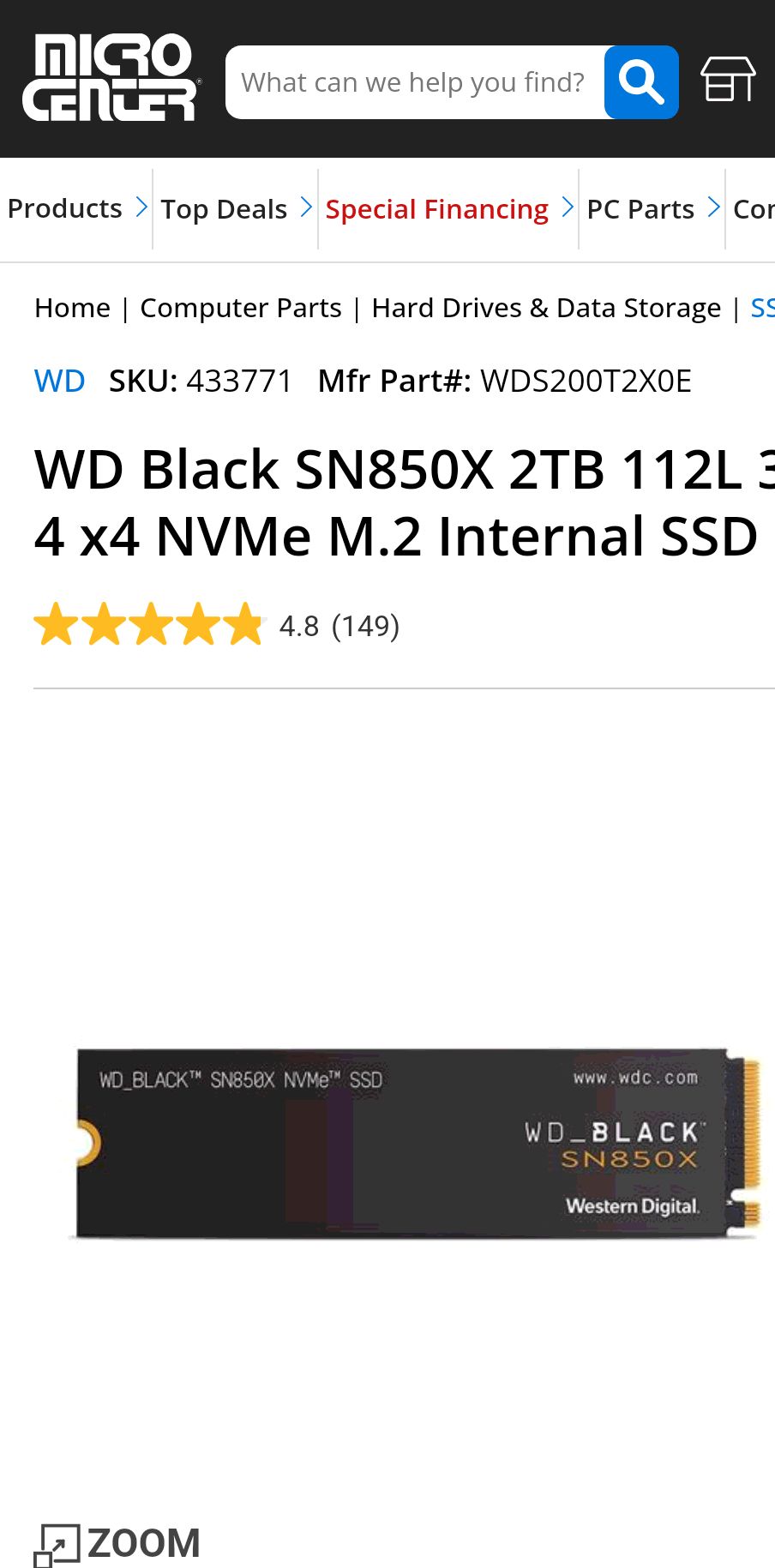 WD Black SN850X 2TB 112L 3D TLC NAND Flash PCIe Gen 4 x4 NVMe M.2 固态硬盘