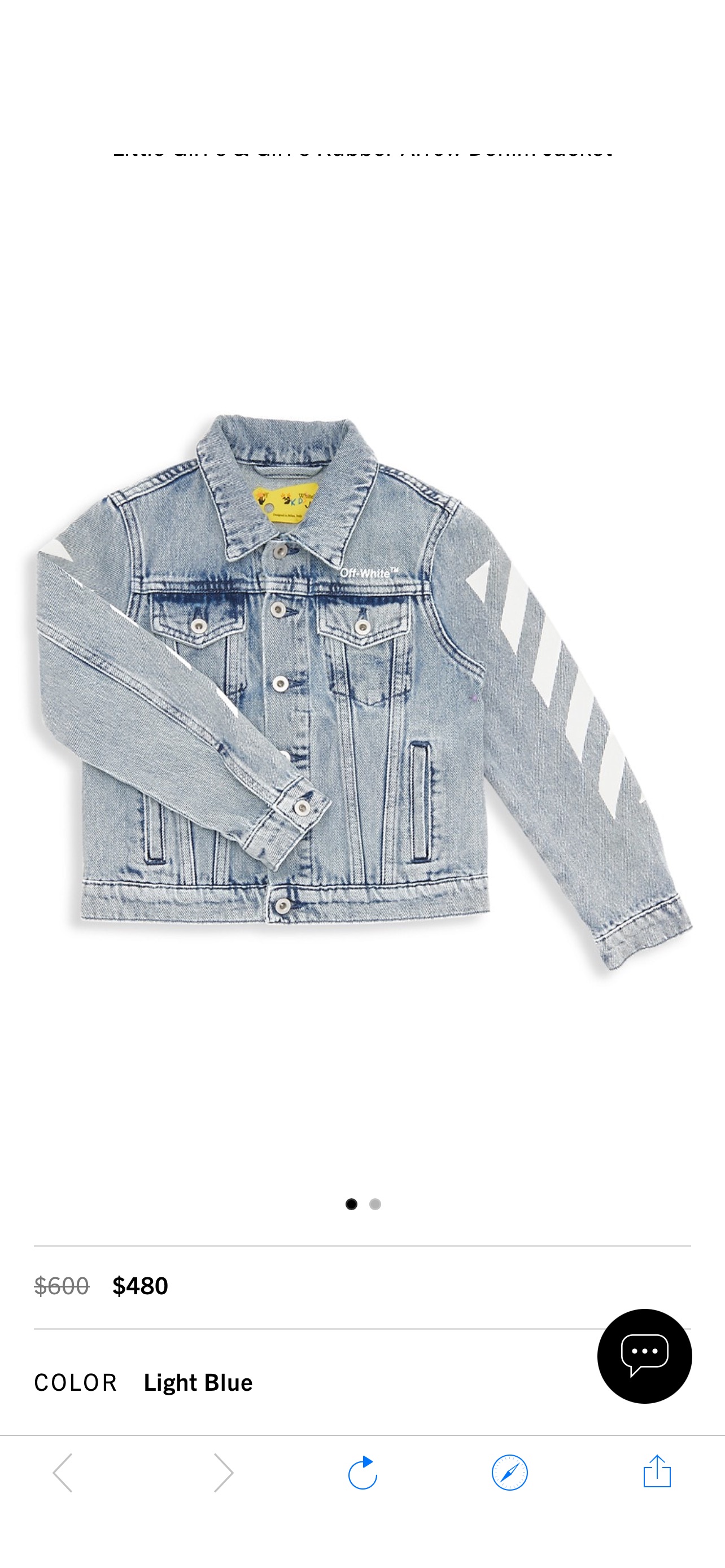 Shop Off-White Little Girl's & Girl's Rubber Arrow Denim Jacket | Saks Fifth Avenue