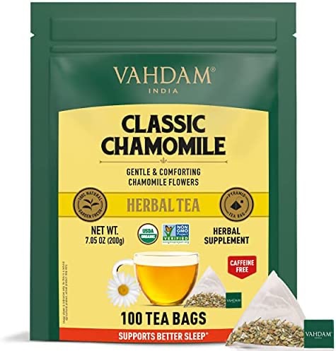 Amazon.com : VAHDAM, Organic Chamomile Herbal Tea (100 Tea bags) | 100% Natural Ingredients | Chamomile Tea