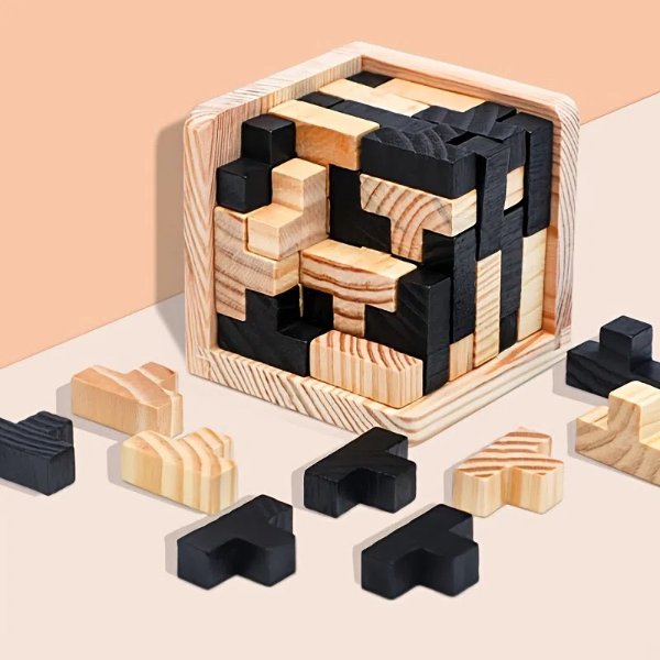 Wooden Cube Puzzle Box Intelligent Game Toy