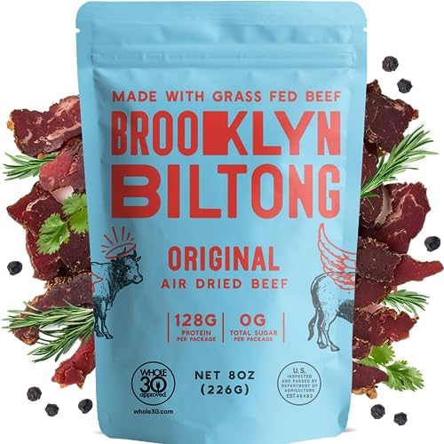 Amazon.com: Brooklyn Biltong - Air Dried Grass Fed Beef Snack, South African Beef Jerky - Whole30 Approved, Paleo, Keto, Gluten Free, Sugar Free, Made in USA (Original) : Grocery &amp; Gourmet Food